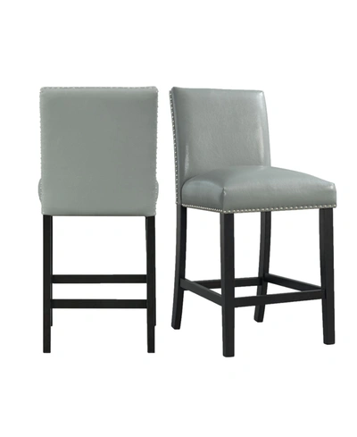 Picket House Furnishings Pia Faux Leather Counter Height Side Chair Set In Gray