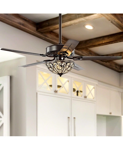 Jonathan Y Ali 48" 3-light Wrought Iron Led Ceiling Fan With Remote In Black