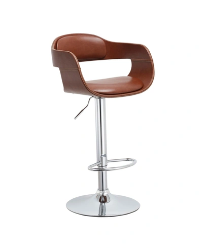 Ac Pacific Contemporary Swivel Adjustable Barstool With Padded Seat And Back