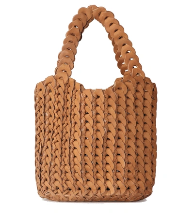 Bembien Capri Handwoven Leather Top Handle Bag In Caramel