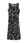 Nina Leonard Crew Neck Sleeveless Midi Dress In Black Mix