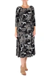 Nina Leonard Floral Scoop Neck Midi Dress In Black Mix