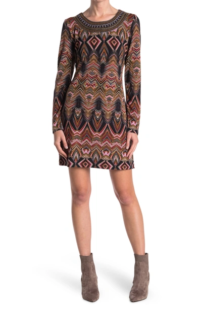Papillon Global Geometric Print Embroidered Dress In Pink