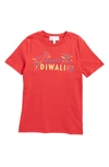 Nordstrom Rack Kids' Graphic Print Holiday T-shirt In Red Pepper Happy Diwali