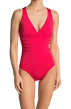 La Blanca Island Goddess Criss-cross Back One-piece Swimsuit In Red