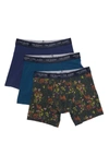 Ted Baker Cotton Stretch Boxer Briefs In Midevil Blue/ Sea/ Navy