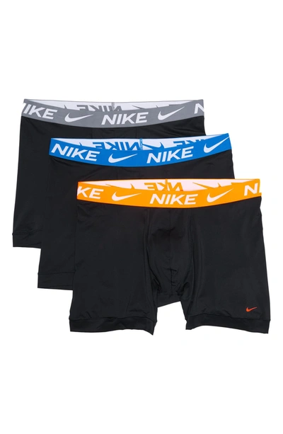 Nike Assorted 3-pack Boxer Briefs In Black/ Photo Blue