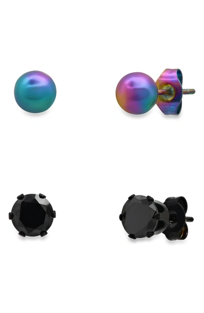 Hmy Jewelry Unisex Multi Ion Plated Stainless Steel Stud Earrings