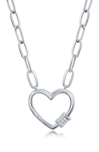Simona Sterling Silver Cz Heart Pendant Necklace