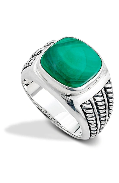 Samuel B. Sterling Silver Malachite Cushion Ring In Green