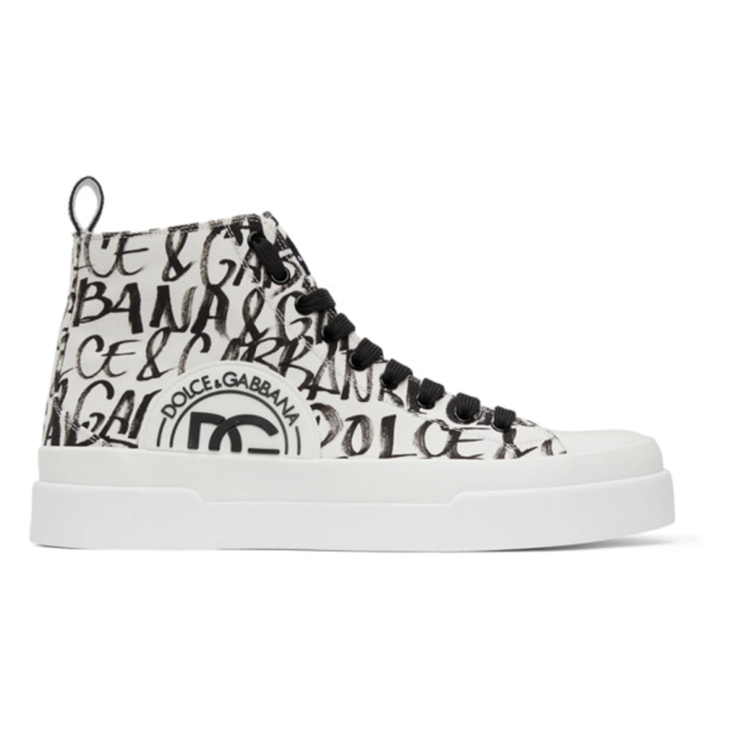 【D&G】Covered canvas Portofino Light mid-top sneakers Dolce & Gabbana Canvas Portofino Light Mid-top Sneakers With