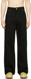 Eckhaus Latta Black Wide Leg Jeans In Almost Blac