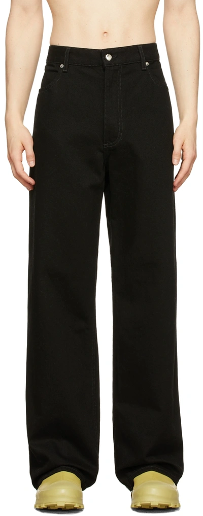 Eckhaus Latta Black Wide Leg Jeans In Almost Blac