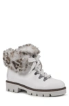 White Mountain Glamorous Faux Fur Lined Lug Sole Boot In White/smooth