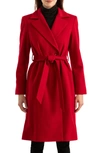 Sofia Cashmere Belted Notch Collar Wool & Cashmere Blend Coat In 600red