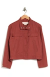 Treasure & Bond Stand Collar Cotton Twill Jacket In Rust Marsala