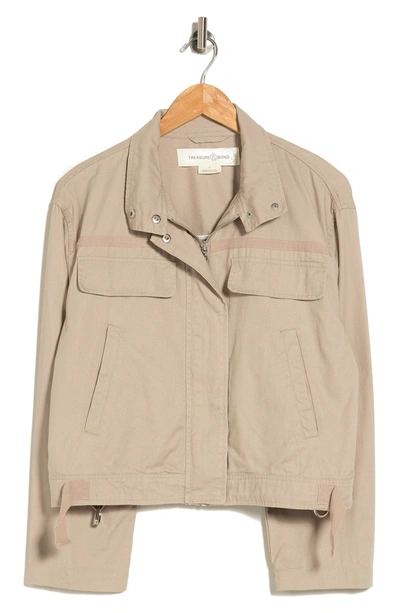 Treasure & Bond Stand Collar Cotton Twill Jacket In Tan Thread