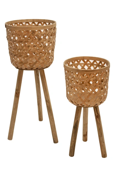 Sagebrook Bamboo Planter On Stands In Brown