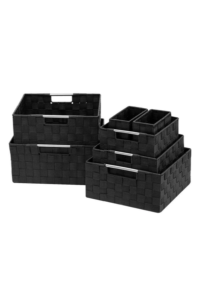 Sorbus 7-piece Basket Woven Storage Box Set In Black