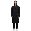 DOLCE & GABBANA BLACK WOOL DOUBLE-BREASTED PEARLS COAT