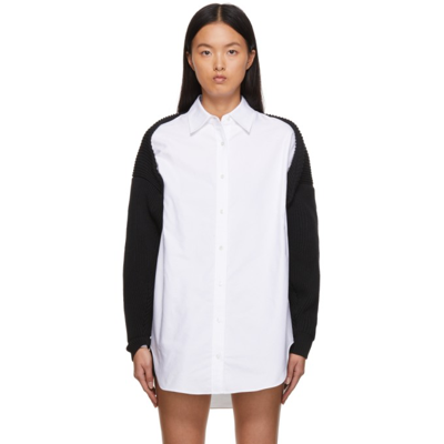 Alexander Wang T White & Black Overlay Oxford Shirt & Knit Shrug Jumper