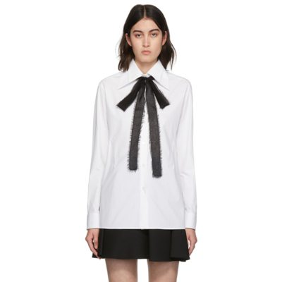 Valentino Women's Cotton Poplin Tie-neck Shirt In Optic White