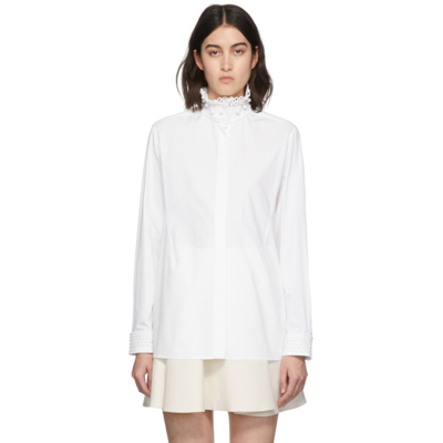 Valentino Stand-collar Cotton-poplin Shirt In 001 Opticwhite