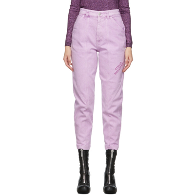 Stella Mccartney Embroidered Logo Cropped Jeans In Lilac