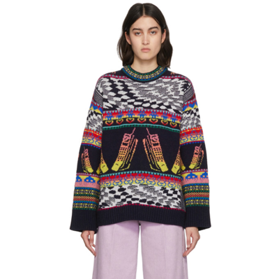 Stella Mccartney Keep In Touch Oversized Jacquard-knit Wool-blend Jumper In Multi