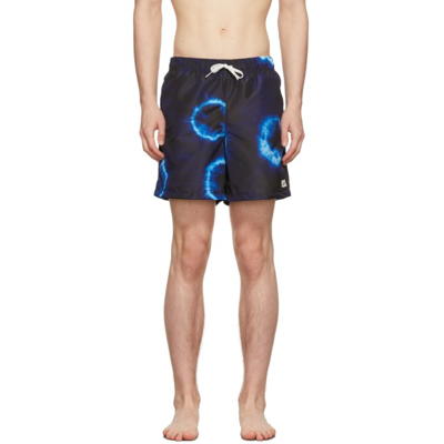 Bather Straight-leg Mid-length Tie-dyed Recycled Swim Shorts In Blue
