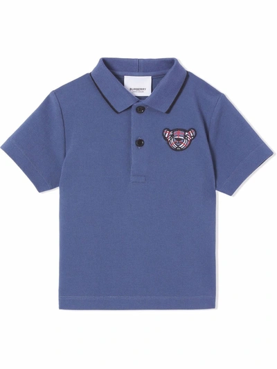 Burberry Boys' Thomas Bear Motif Cotton Pique Polo Shirt - Baby In Blue