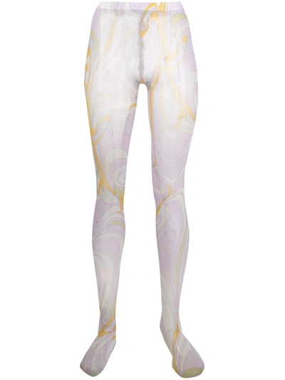 Emilio Pucci Semi-sheer Graphic-print Tights In Purple