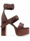 RICK OWENS RICK OWENS WOMEN'S BROWN LEATHER SANDALS,RP21S3840LBO23 38