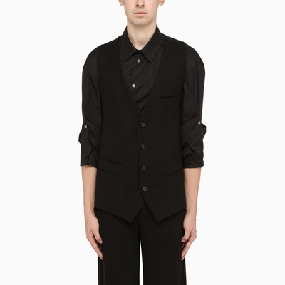 Ann Demeulemeester Black Wool Lace Waistcoat