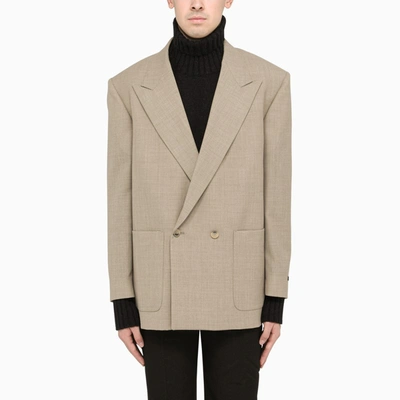 Fear Of God Patch Pocket Wool Double Breasted Blazer In Brown