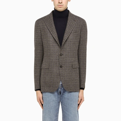 Tagliatore Plaid Single-breasted Blazer In Grey