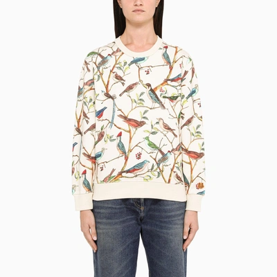 Kenzo Ecru Sweatshirt With All-over Print In White