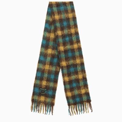 Andersson Bell Check-print Frayed-edge Scarf In Brown