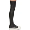 Rick Owens Black Knee-high Sneakers With Platform In Leather Woman In Gray