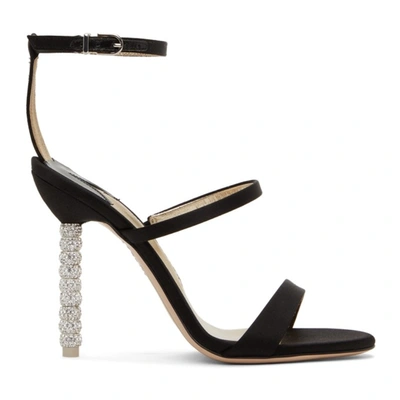 Sophia Webster Satin Rosalind Crystal Heeled Sandals In Black