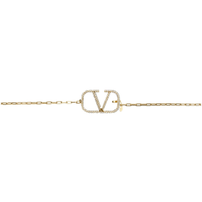 Valentino Garavani Gold Crystal Vlogo Chain Belt