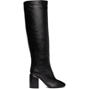 Jil Sander Knee-length High-heel Leather Boots In 001 Dark Black