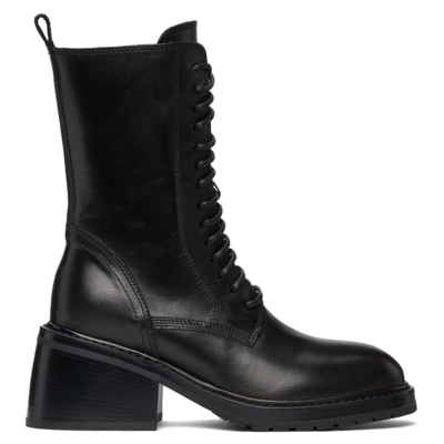 Ann Demeulemeester Black Leather Lace-up Ankle Boots
