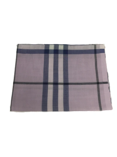 Burberry Checked Frayed Hem Scarf In Pink