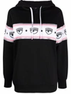 Chiara Ferragni Logomania Drawstring Hoodie In Black