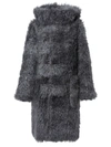 Burberry Faux Fur Duffle Coat With Ear-detail Hood Tempest Grey In Grey