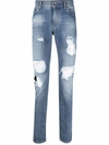 DOLCE & GABBANA BLUE LOGO-PLAQUE SKINNY-FIT JEANS,CCD1BD95-18A3-4B36-5B08-1FA83E3A7CC9