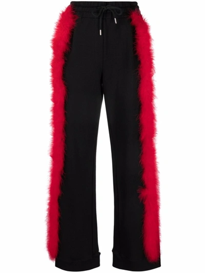 Dries Van Noten Faux-fur Trim Detail Sweatpants In Black