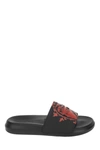 Alexander Mcqueen Men's Heart-print Logo Pool Slide Sandals In Black