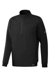 Adidas Golf Hybrid Quarter Zip Cotton Blend Pullover In Black